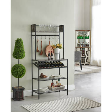 Metal bakers rack with wine online storage